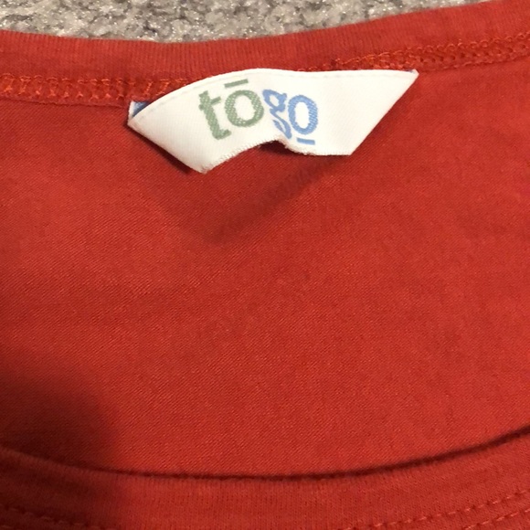 Togo 3/4 Sleeves Dark Orange Cotton Top - Picture 3 of 8